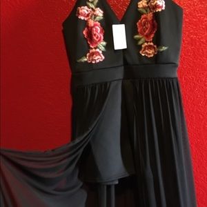 Hot Topic Embroidered Roses Chiffon Duster Romper